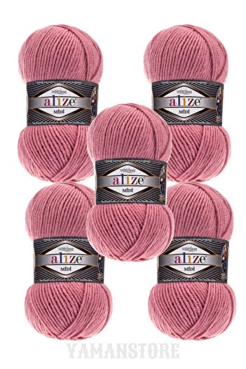 Alize Superlana Midi 5 Pieces Yumak 204 Pink Weft Vest Sweater Knitting Yarn