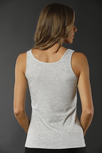 Siyah İnci Cotton Lycra Wide Strap Undershirt