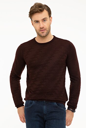 Pierre Cardin Πλεκτό πουλόβερ ανδρικό Claret Red Slim Fit G021GL0TK.000.867143