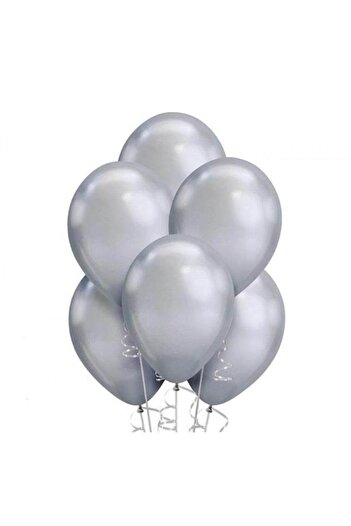 HBK Silver Metallic Balloon 15 Pieces