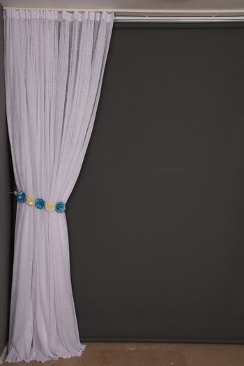 AKÇA TEKSTİL Striped Model White Color Single Wing Ready Made Pleated Background Curtain 300*260 cm (Package Product)