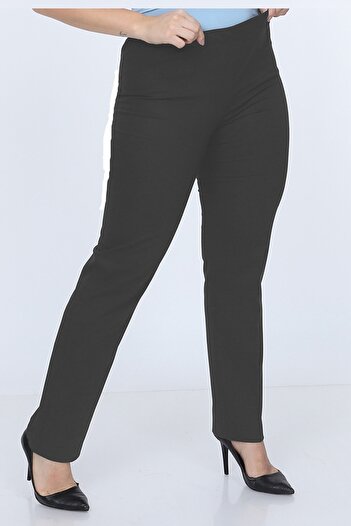 Gül Moda Plus Size Elastic Waist Trousers Gray