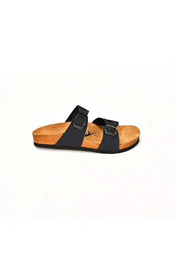 Moosefield Genuine Leather Black Women's Slippers