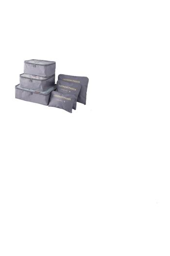 Laundry 6-Piece Gray Star Patterned Suitcase-Case Organizer Set