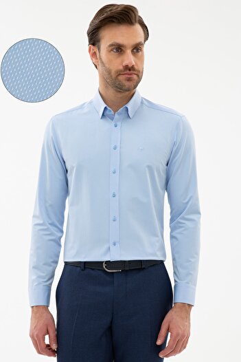 Pierre Cardin Cămașă Dobby de culoare albastru deschis pentru bărbați G021GL004.000.1103087