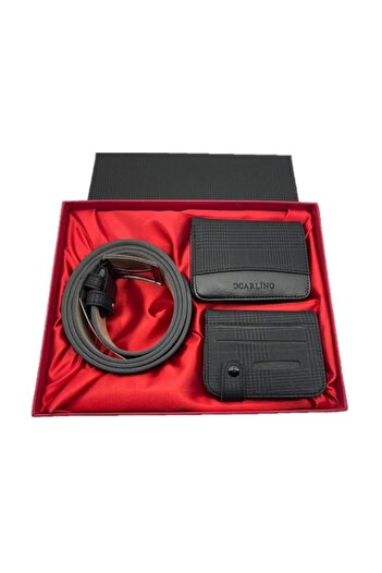 Carlino Men's Barbour Pattern Belt Wallet Card Holder Set Gift
