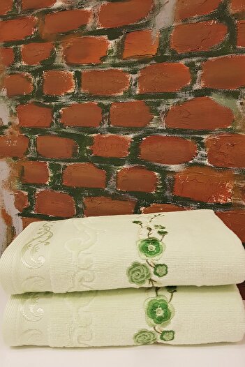 Özdilek Dila Embroidered 2-Piece Towel - Green