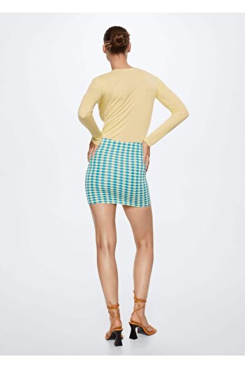 MANGO Woman Dokulu Mini Etek