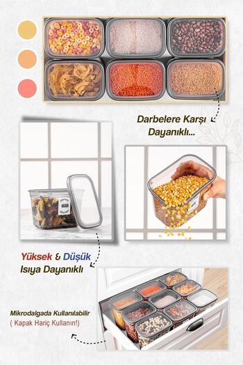 Meleni Home 18-Piece Via Label Rectangular Food Storage Container Jar Set 6x(1.3 LT-2 LT-3.2 LT)