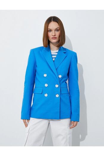 Koton Double Breasted Buttoned Linen Blend Blazer Jacket