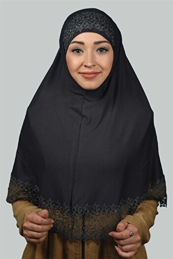 Altobeh Set of Two Lacy Practical Scarf Ready Hijab and Hijab Bonnet Xl - Smoked