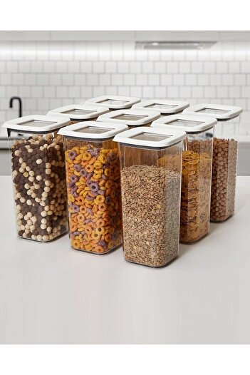 VİP AHMET 9 Pieces 1700ml Vacuumed White Storage Container