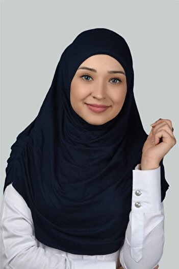 Altobeh Hazır Türban Büzgülü Pileli Pratik Eşarp Tesettür Hijab - Namaz Örtüsü - Lacivert
