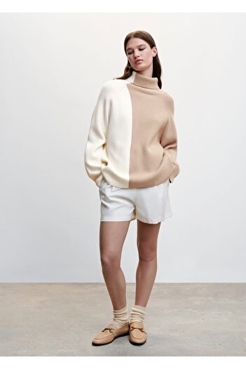 MANGO Woman Two-Color Turtleneck Sweater