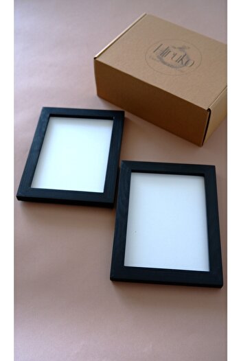 Hiruko Tasarım Atölyesi 13x18 Cm Internal Dimension Wooden Frame Set of 2 - Black and White Desktop and Wall Frame