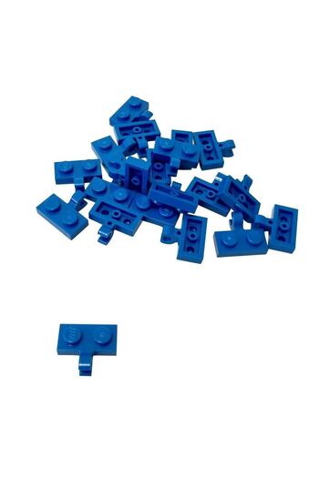 LEGO لوحة ملحقات مخصصة معدلة 1 × 2 مشبك أفقي من الطوب الأزرق 4 قطع للإرسال