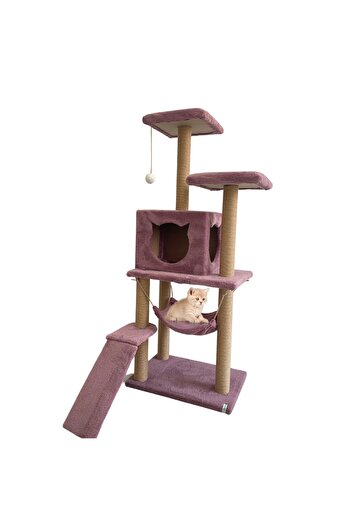 Nursoft S9 Kedi Tırmalama Ve Oyun Evi Gül Kurusu