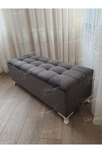 aldagelsin Yeni Model Lüks Çizgi Kapitoneli Sandıklı Puf Bench 120 Cm