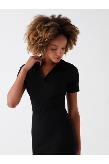 LC Waikiki Women's Dress - Leak Collar, Straight Cut, Short Sleeve