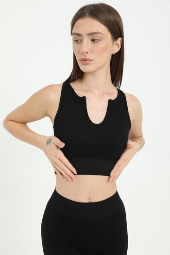 FOREVER MORE Women's Strap Ribbed Crop Top Bustier Written