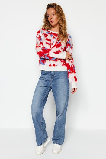 Trendyol Collection Ecru Soft Textured Crew Neck Patterned Knitwear Sweater Twoaw24Kz00214