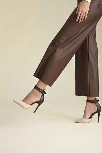 AYAKKABI PRENSİ 153 Nude Brown 10 cm Women's Stiletto, Platform Heels