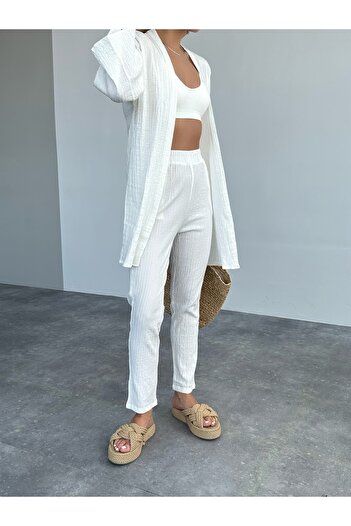 LOOSH Women's Ecru Kimono Set