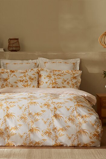 Karaca Home Doğasever Grove Bamboo Double 100% Cotton Duvet Cover Set Yellow