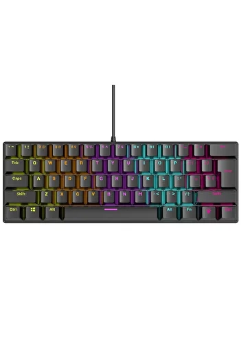 Rampage PLOWER K60 Black US Layout Blue Switch Gaming Player Tastatură cu suport pentru încheietura mâinii