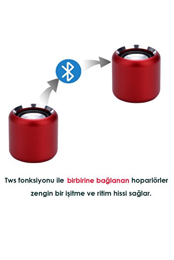 TECHNOMEN Metal Mini Ses Bombası Kablosuz Hoparlör Şarjlı 4w Mini Bluetooth Speaker Tws