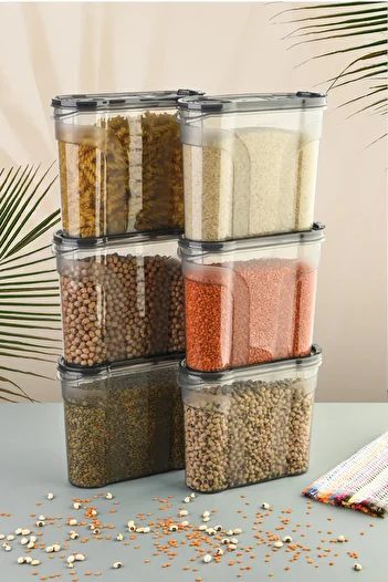 Vienev Labeled 6-Piece Food Container Set 2150 ml Anthracite