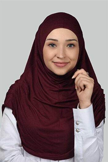 Altobeh Hazır Türban Büzgülü Pileli Pratik Eşarp Tesettür Hijab - Namaz Örtüsü - Bordo