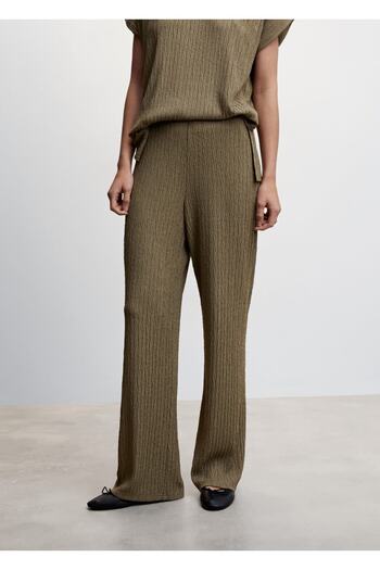 MANGO Woman Textured Palazzo Trousers