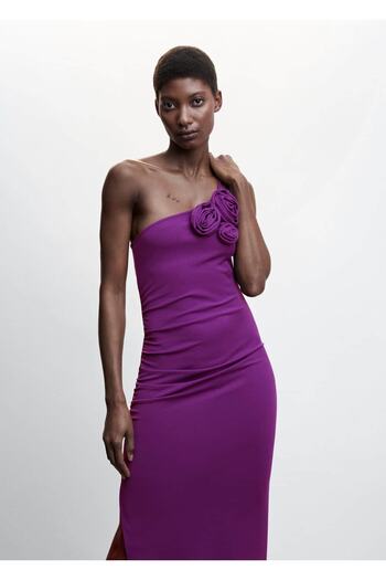 MANGO Woman Maxi Floral Asymmetrical Dress