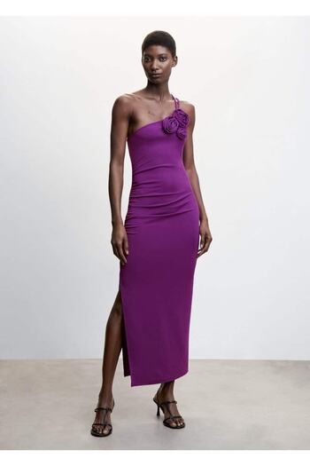 MANGO Woman Maxi Floral Asymmetrical Dress