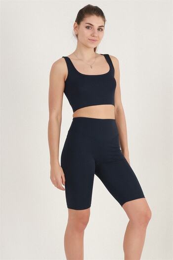 missmaral Women's Set Recovery Short Shorts Leggings And Sports Bustier Navy Blue New Season Activewear 13070