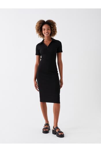 LC Waikiki Women's Dress - Leak Collar, Straight Cut, Short Sleeve