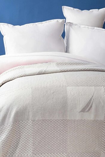 Nautica Home Aegina Gray Single Patch Cotton Blanket