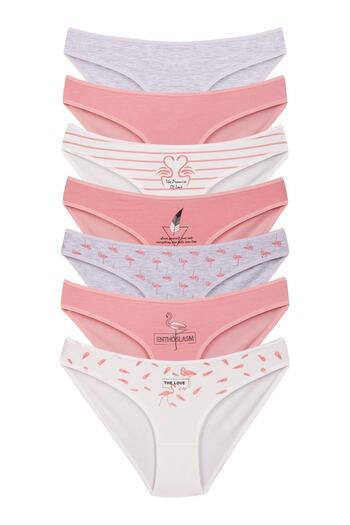 Dominant Chiloți din lycra din bumbac ecru somon pentru femei, pachet de 7 37000-119