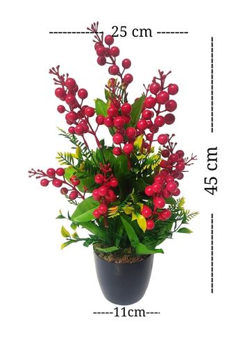 Cennet Home Luxury Coquina Plant Christmas Flower Desktop Artificial Flower in Black Plastic Pot 45 Cm.