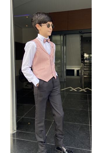 WENA KİDS Children's Vest Suit Shirt set PINK