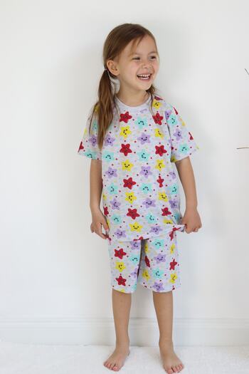 Harika KIDS Girl's Gray Printed Shorts Bottom-Top Basic Suit Age 3-10