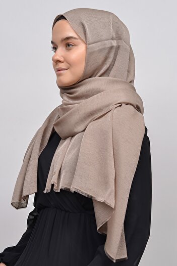 Altobeh Women's Solid Color Twinkle Glitter Hijab Shiny Evening Dress Shawl - Soil