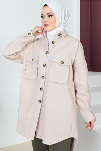 benguen 23049 Bellows Pocket Detailed Jacket Stone Color