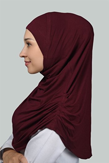 Altobeh Hazır Türban Büzgülü Pileli Pratik Eşarp Tesettür Hijab - Namaz Örtüsü - Bordo