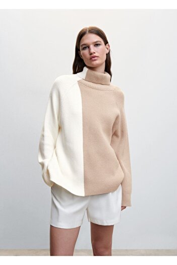 MANGO Woman Two-Color Turtleneck Sweater