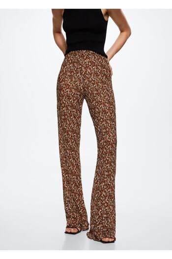 MANGO Woman Floral Patterned Flared Trousers