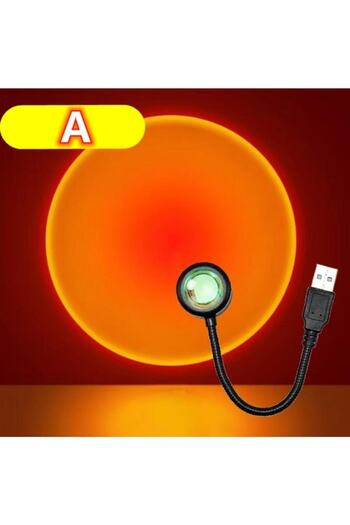 sgeteknoloji Usb Led Gün Batımı Tek Mod Tuşsuz Projektör Lambası Fotoğraf Çekim Işığı Dekoratif Işık