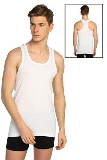 Seher Men's Mixed Color Cross Back 6 Pieces Ribbed Sports Undershirt