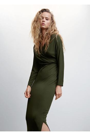 MANGO Woman Μακρύ Φόρεμα με κουκούλα